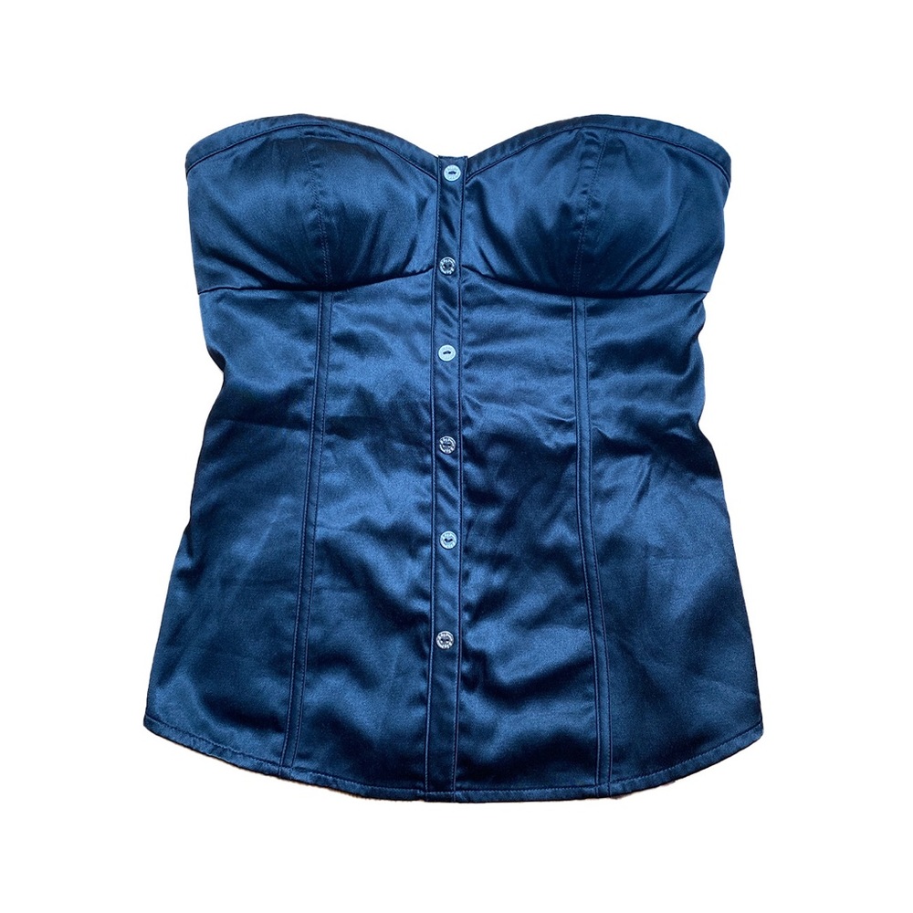 BLACK GUESS SATIN CORSET TOP